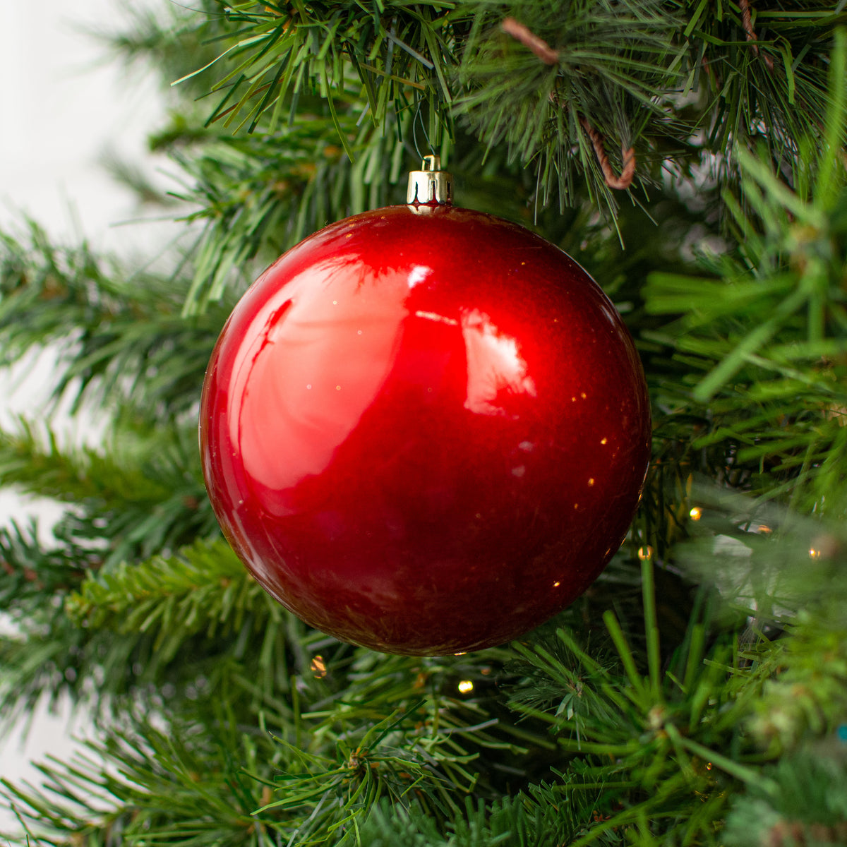 120MM Plastic Ball Ornament: Candy Apple Red (Set of 2) Lifestyle Photo
