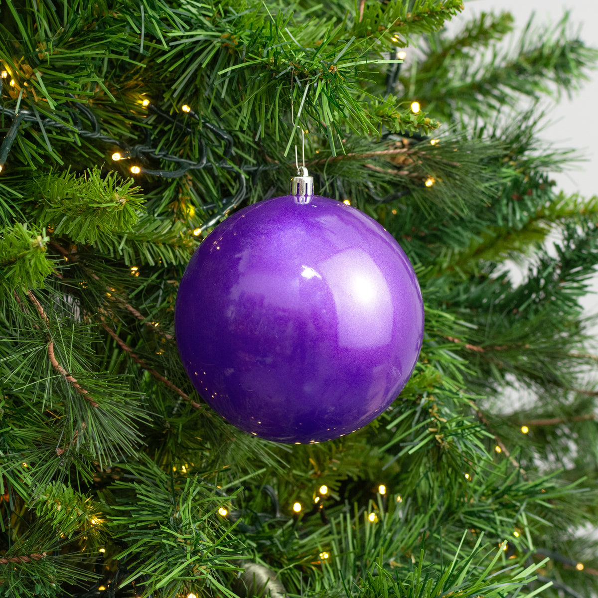 120MM Plastic Ball Ornaments: Candy Apple Purple (Set of 2) Lifestyle Photo