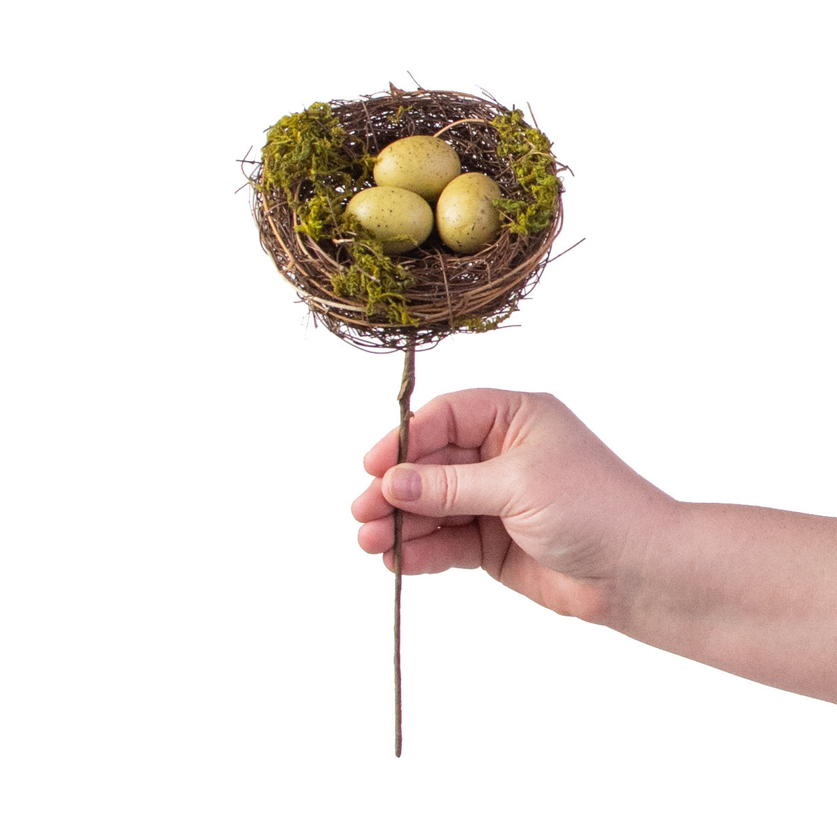 10" Mossy Bird Nest with Eggs Pick detail photo 3
