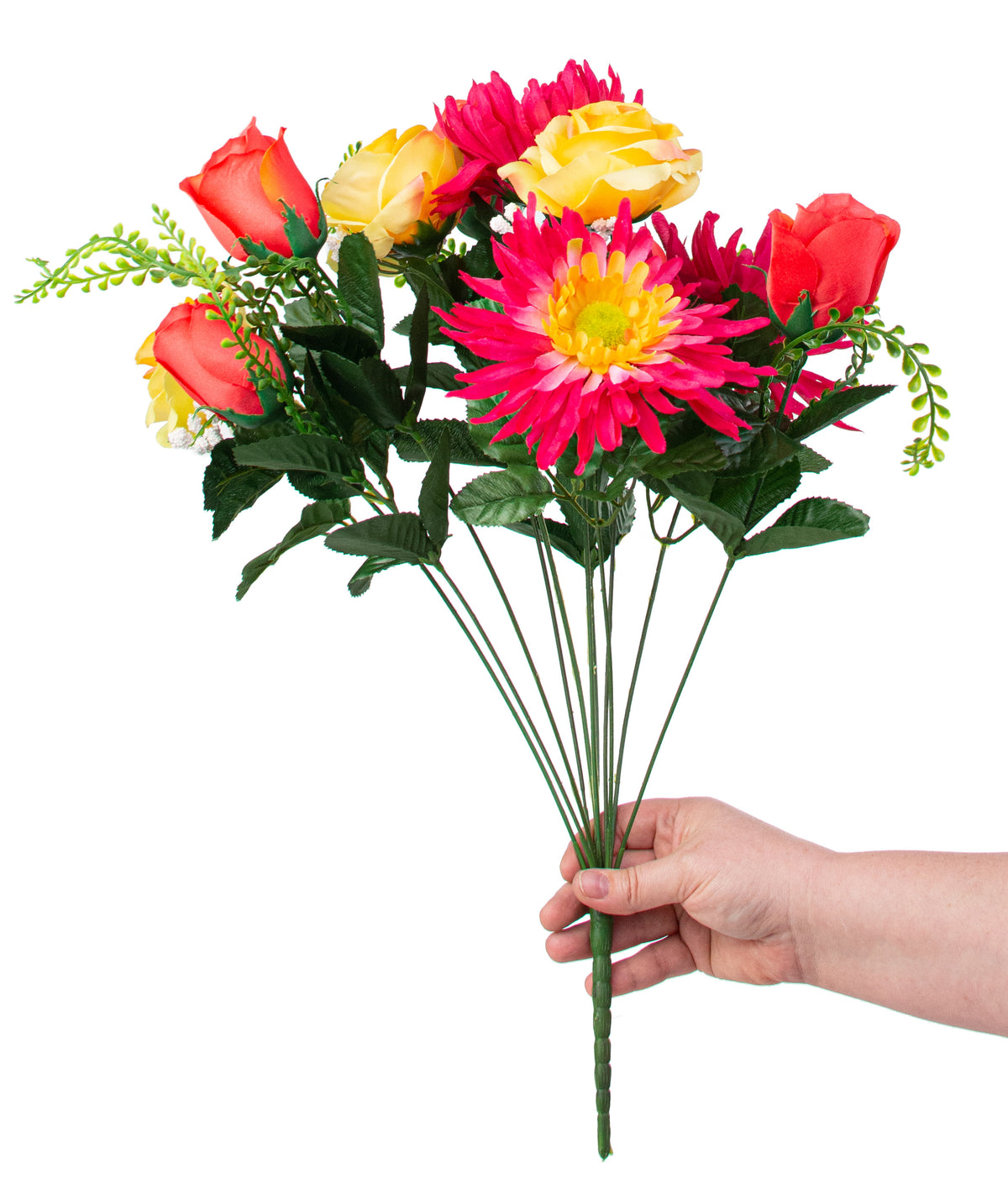20" Mum Rose Bush: Coral, Fuchsia, Yellow detail photo 3