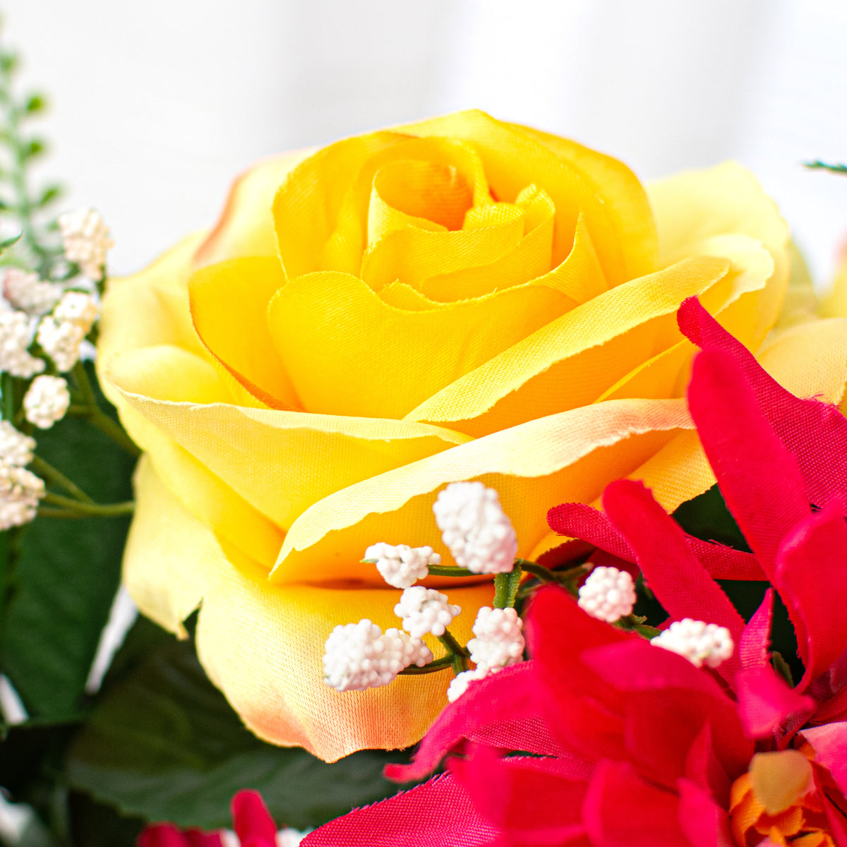 20" Mum Rose Bush: Coral, Fuchsia, Yellow detail photo 4