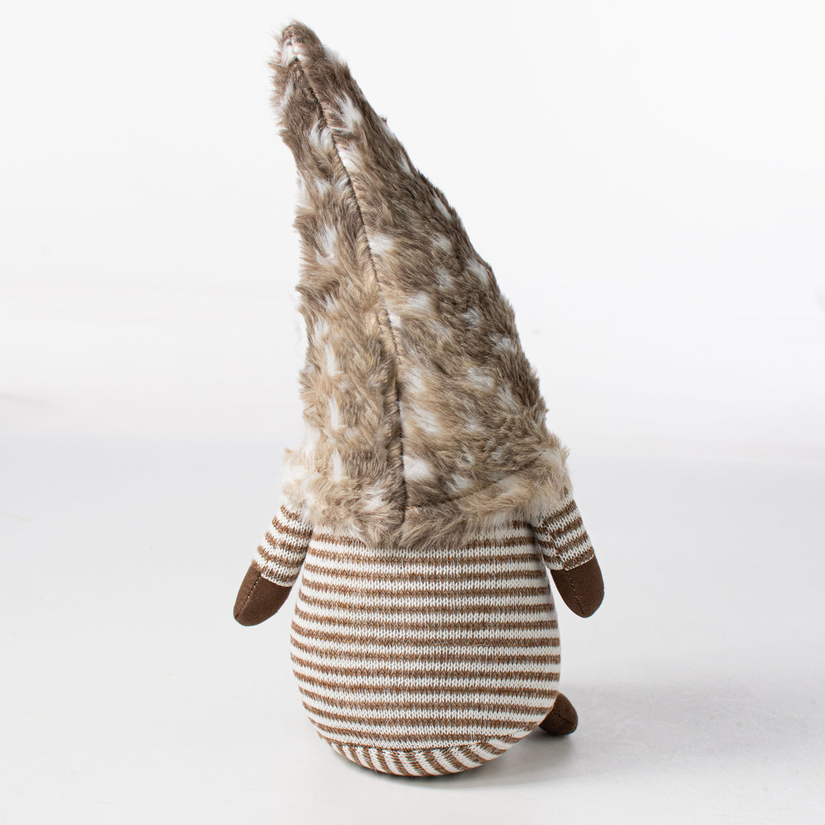 13" Natural Stripe & Faux Fur Sitting Gnome detail photo 3