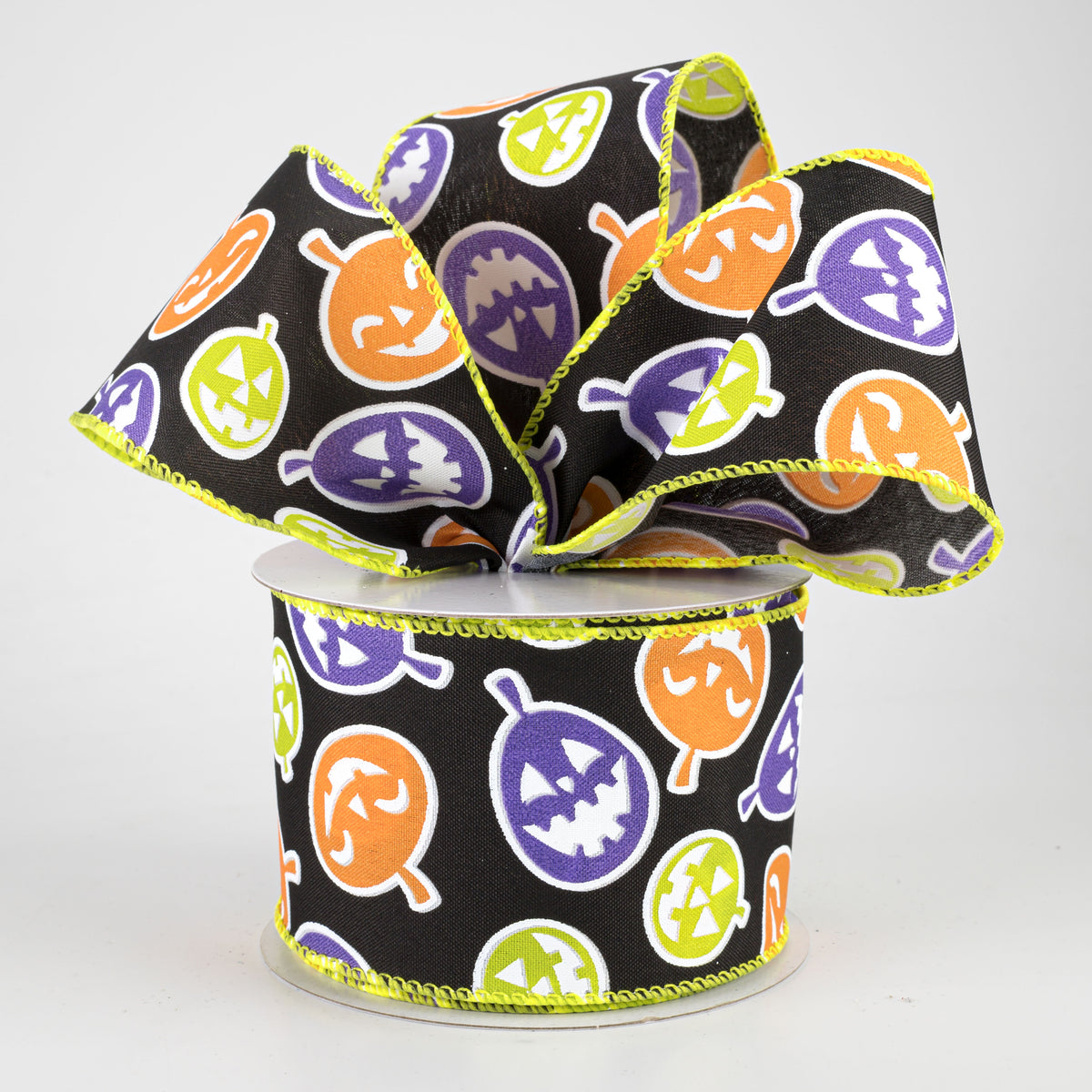 2.5" Neon Jack-O-Lanterns Ribbon (10 Yards) Lifestyle Photo