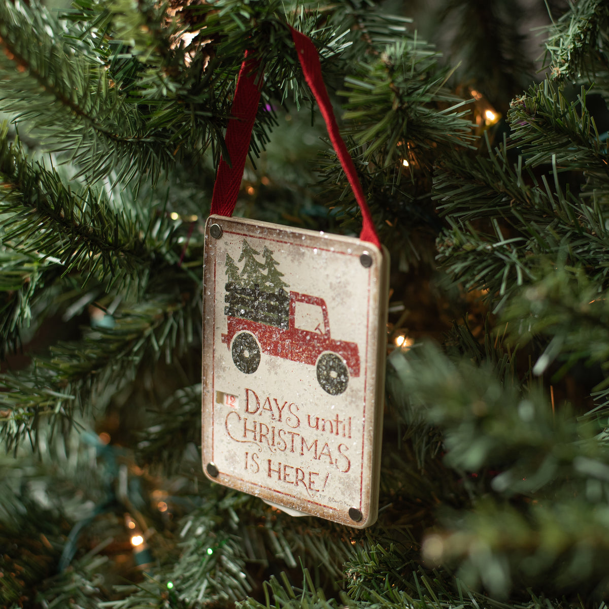 Old Red Truck Christmas Countdown Sign Lifestyle Photo