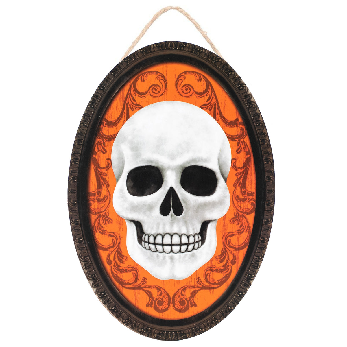 13" Oval Wooden Sign: Framed Skull Item Number: AP729720