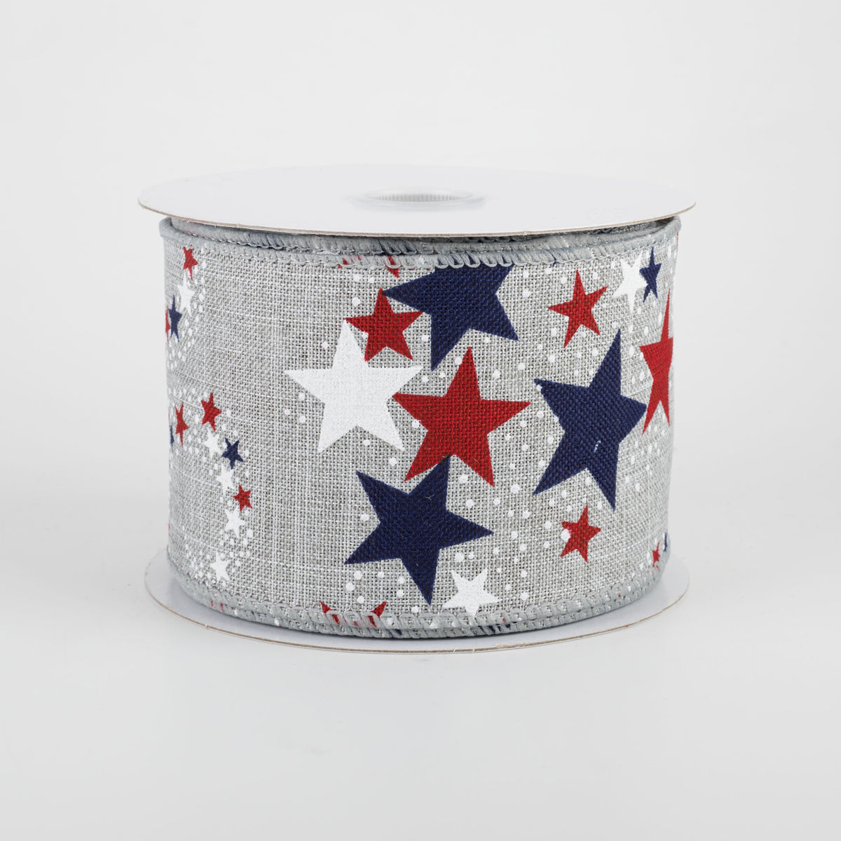 2.5" Patriotic Star Burst Ribbon: Grey (10 Yards)