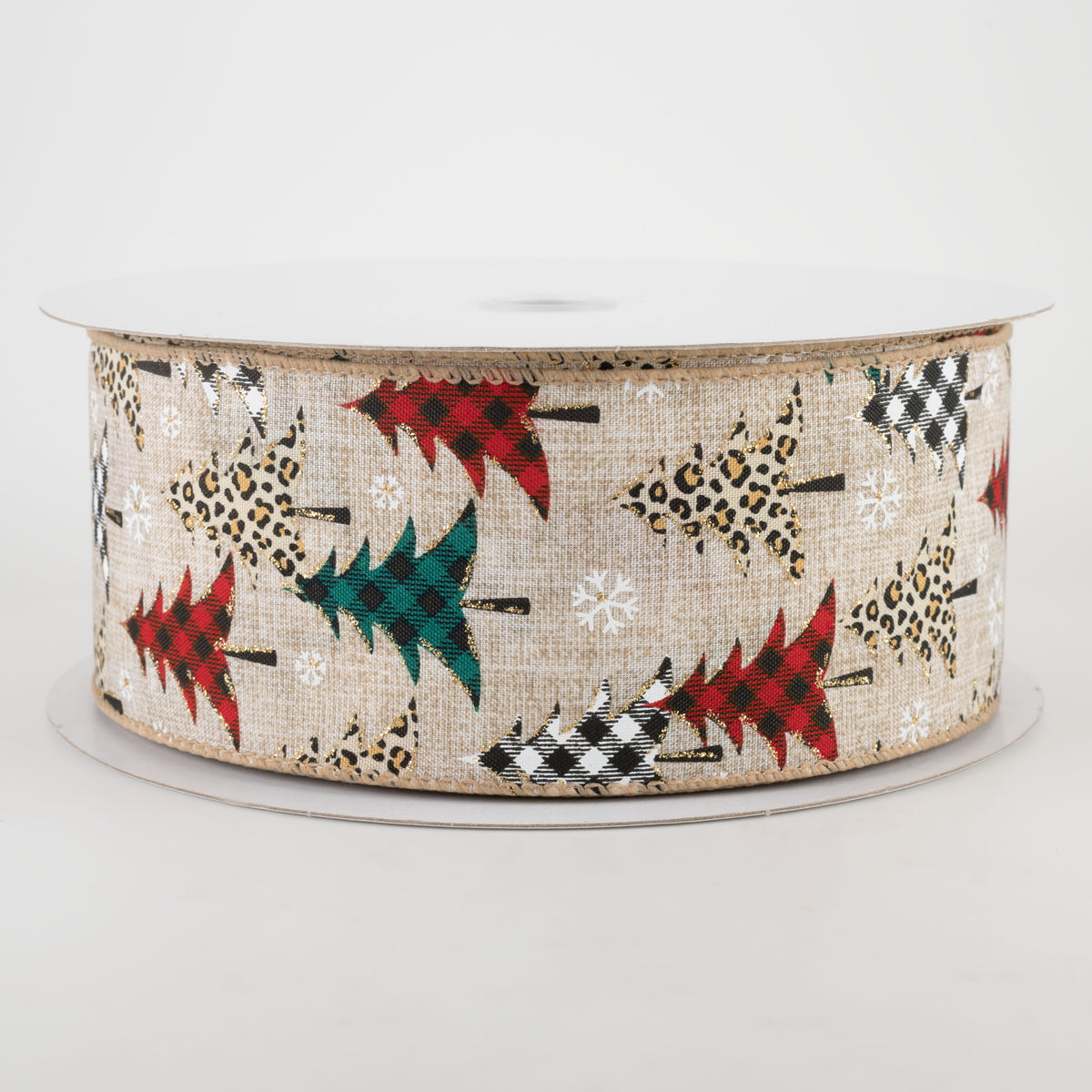 2.5" Patterned Cheetah Buffalo Plaid Tree Ribbon (50 Yards)