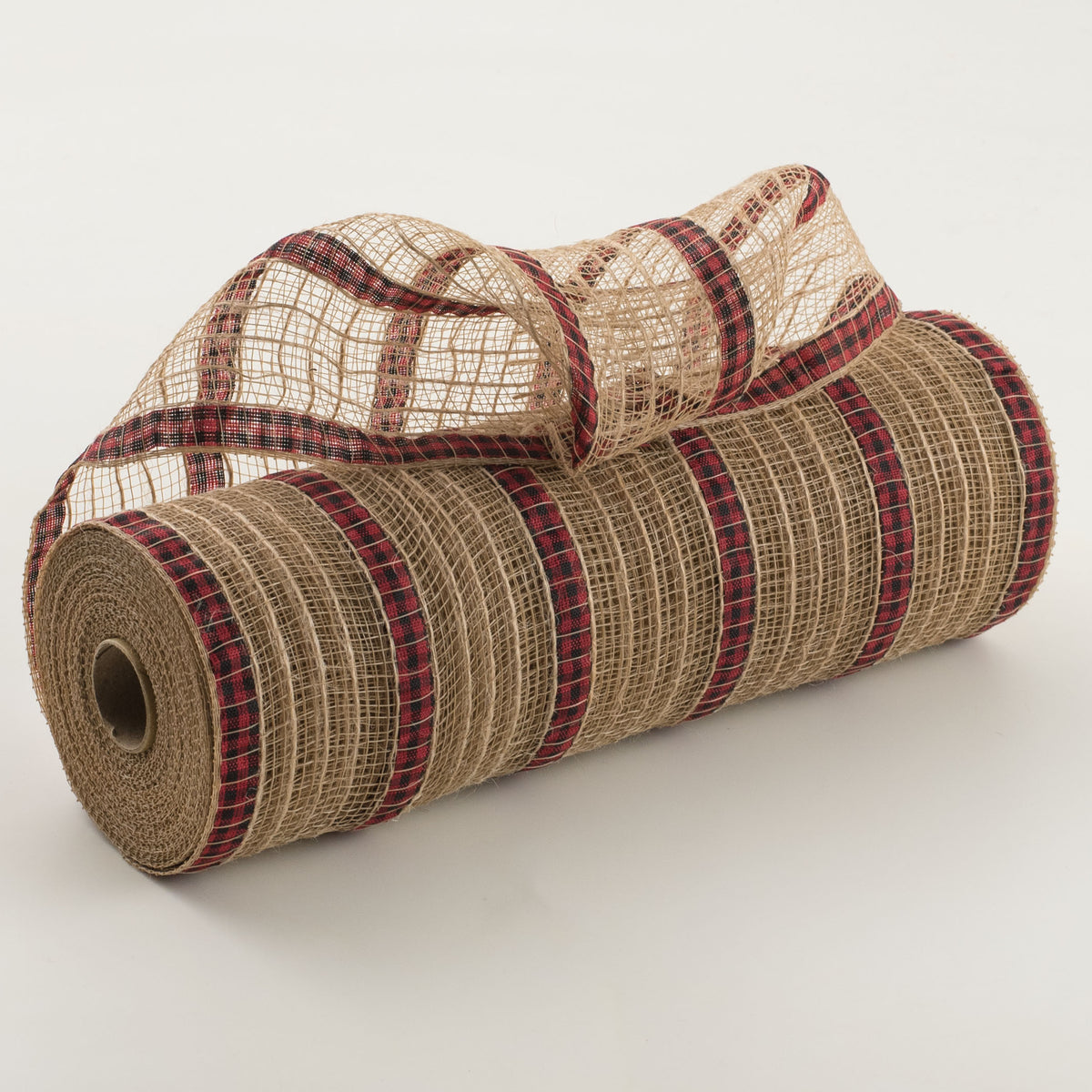 10" Patterned Mesh: Natural Jute & Red Buffalo Plaid Print Item Number: XB105510-13
