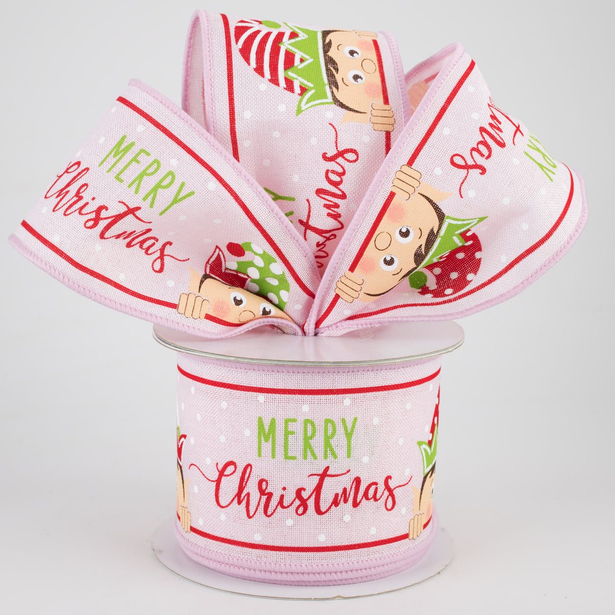 2.5" Peeking Elf Ribbon: Powder Pink (10 Yards) Lifestyle Photo