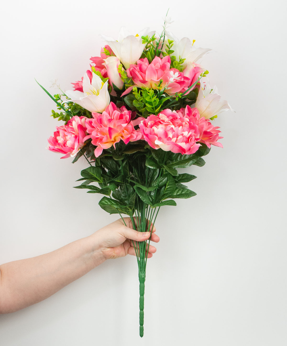 24" Peony, Dahlia, Lily, Rose Bush: Pink & Cream detail photo 3