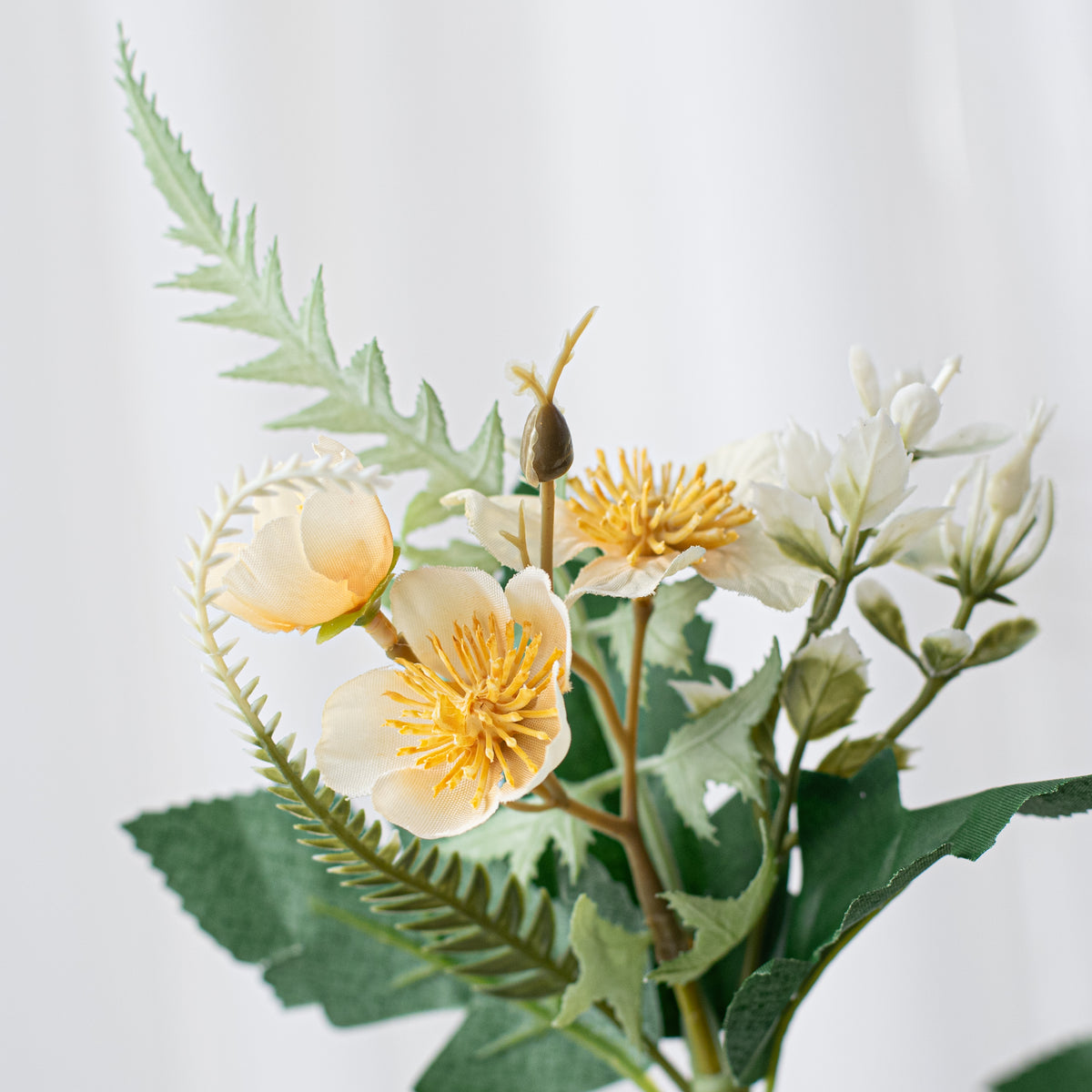 20" Peony & Globe Thistle Half Bush: Cream, Burgundy, White Lifestyle Photo