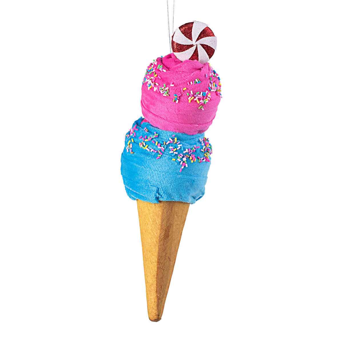 12" Peppermint Ice Cream Ornament: Pink & Blue Item Number: 85262PKBL