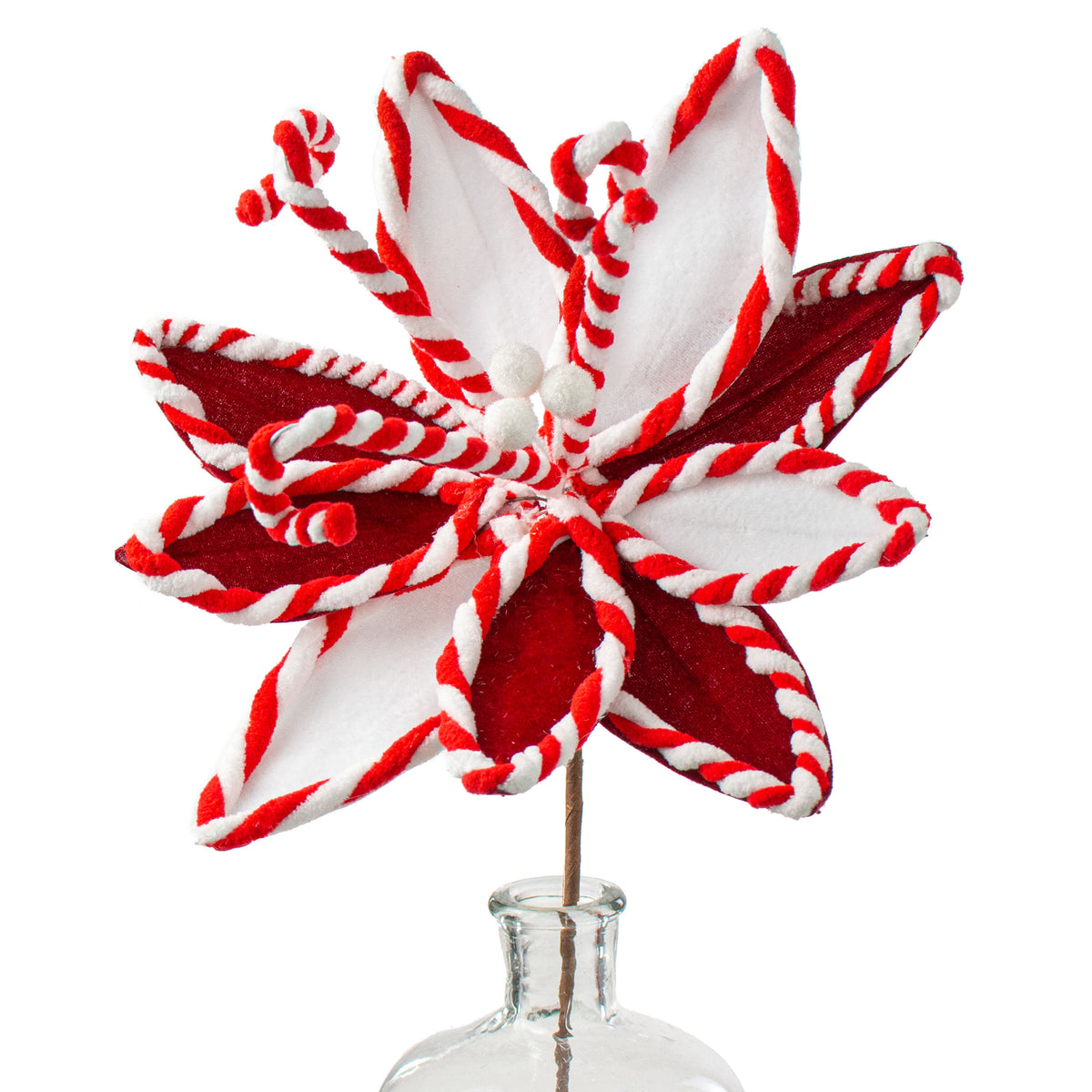 13" Peppermint Poinsettia Stem Item Number: 173649