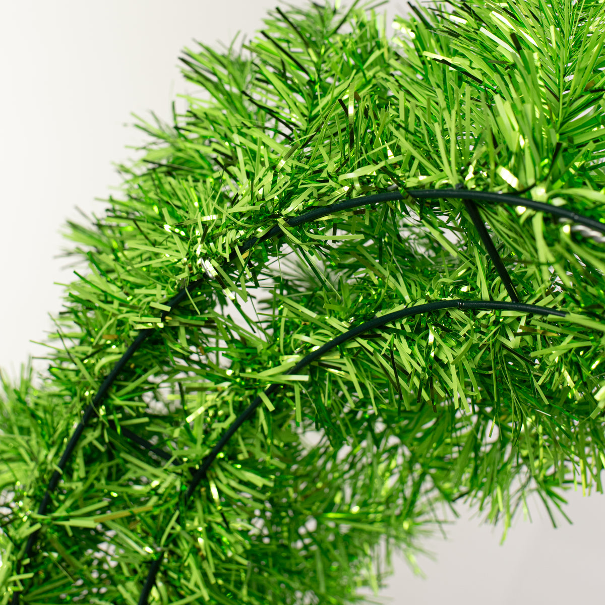 24" Pine Tinsel Wreath: Metallic Green detail photo 3
