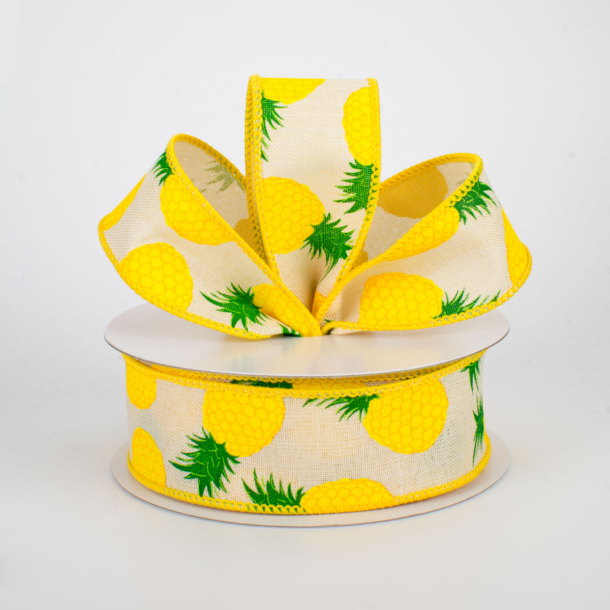 1.5" Pineapples Ribbon: Cream (10 Yards) Lifestyle Photo