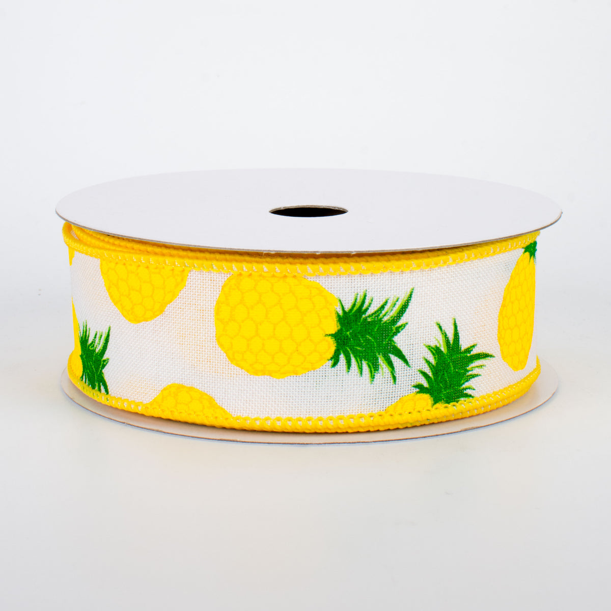 1.5" Pineapples Ribbon: White (10 Yards)