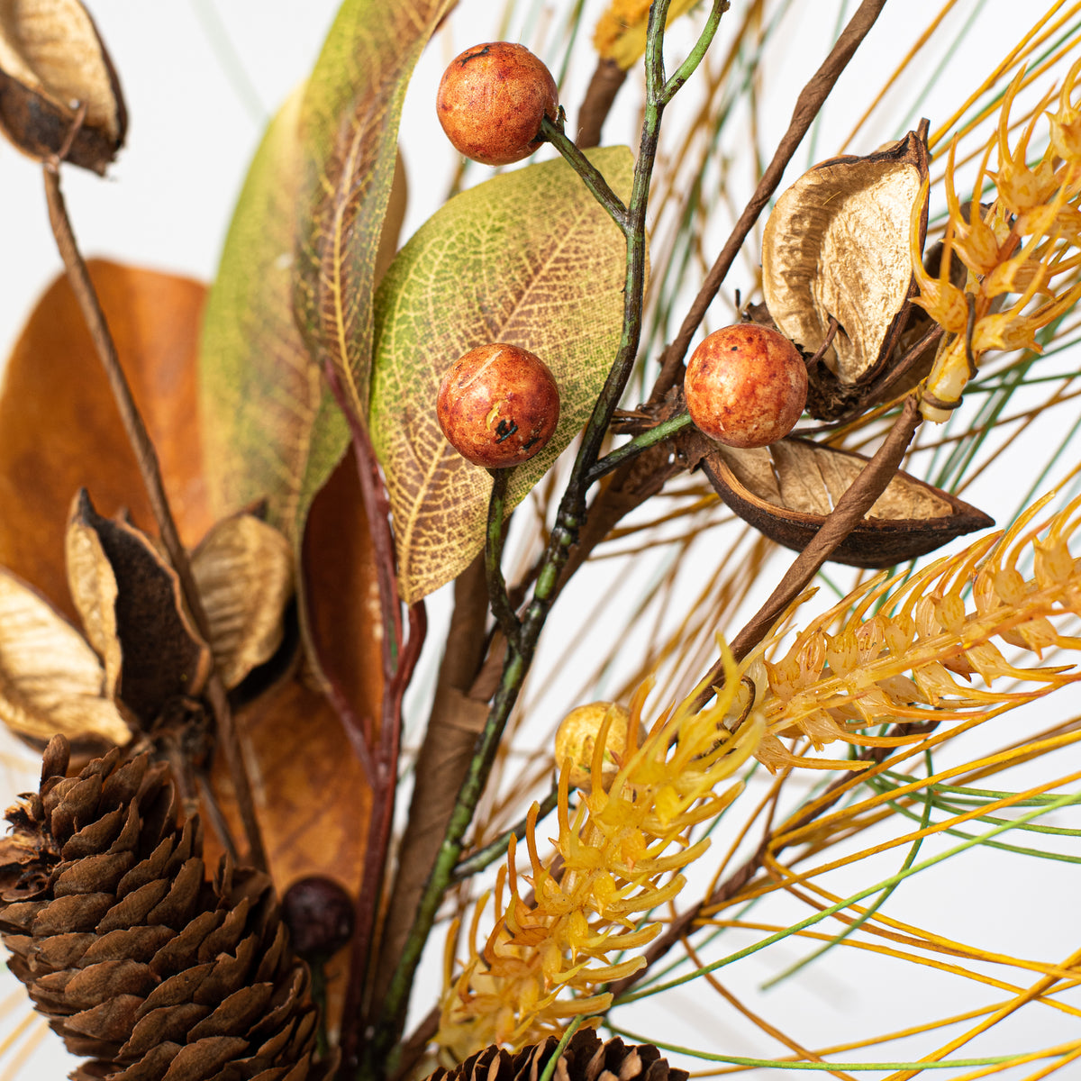 20" Pinecone, Wheat, Berry Spray: Brown, Orange, Cream Lifestyle Photo