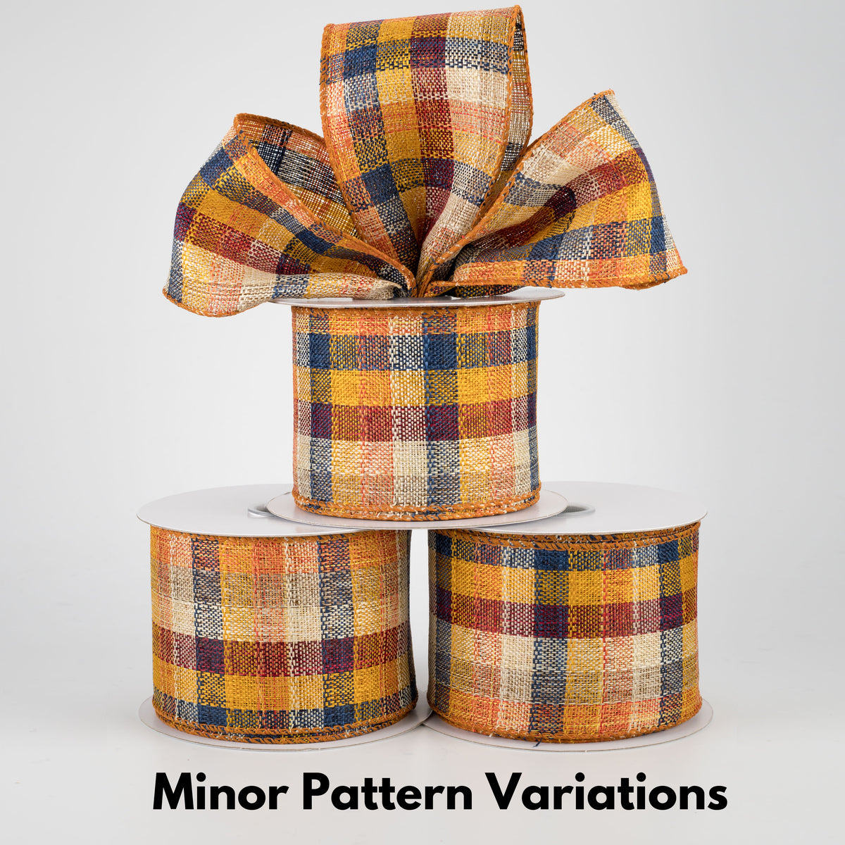 2.5" Plaid Fall Ribbon: Blue & Orange (10 Yards) Lifestyle Photo