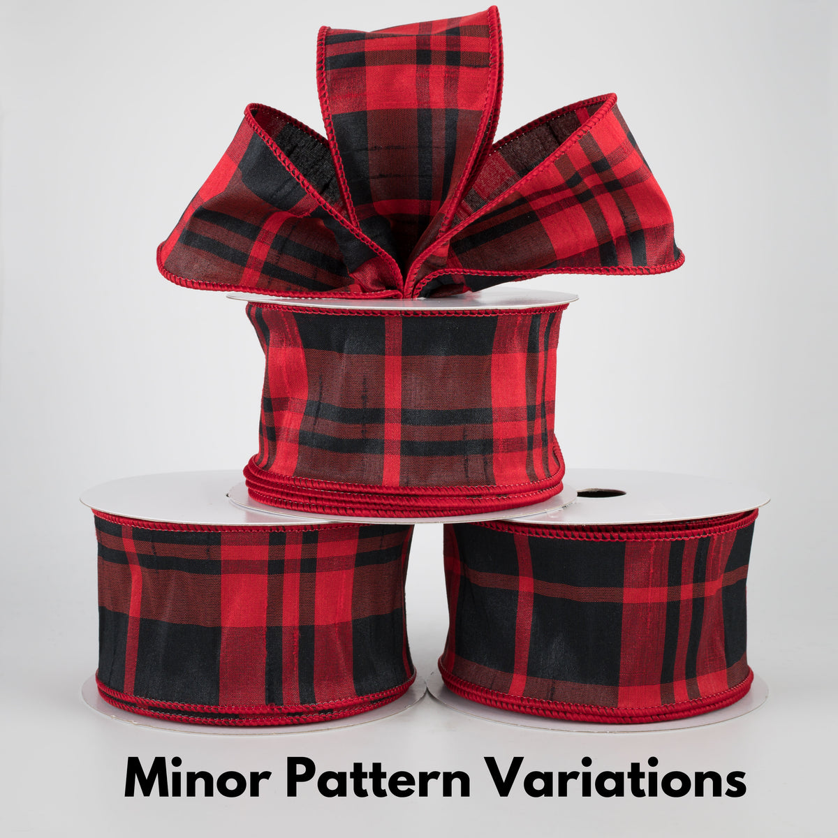 2.5" Plaid Faux Dupioni Ribbon: Black & Red (10 Yards) Lifestyle Photo
