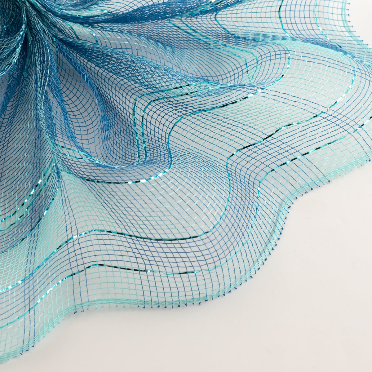 10" Plaid Metallic Mesh: Aqua Blue & Turquoise Lifestyle Photo