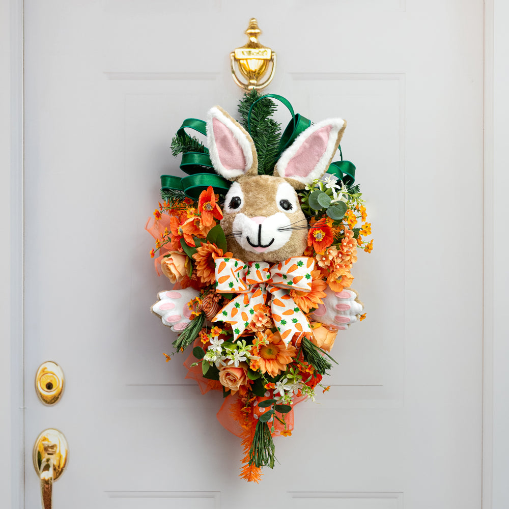 Plush Brown Bunny Head & Paws Wreath Decor Kit (3 Pieces) Lifestyle Photo