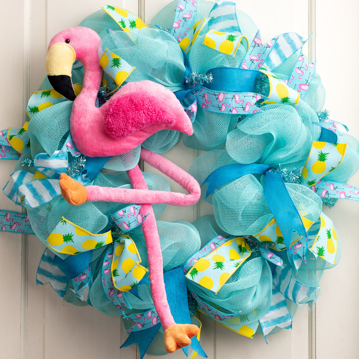 Plush Flamingo Wreath Accent Lifestyle Photo