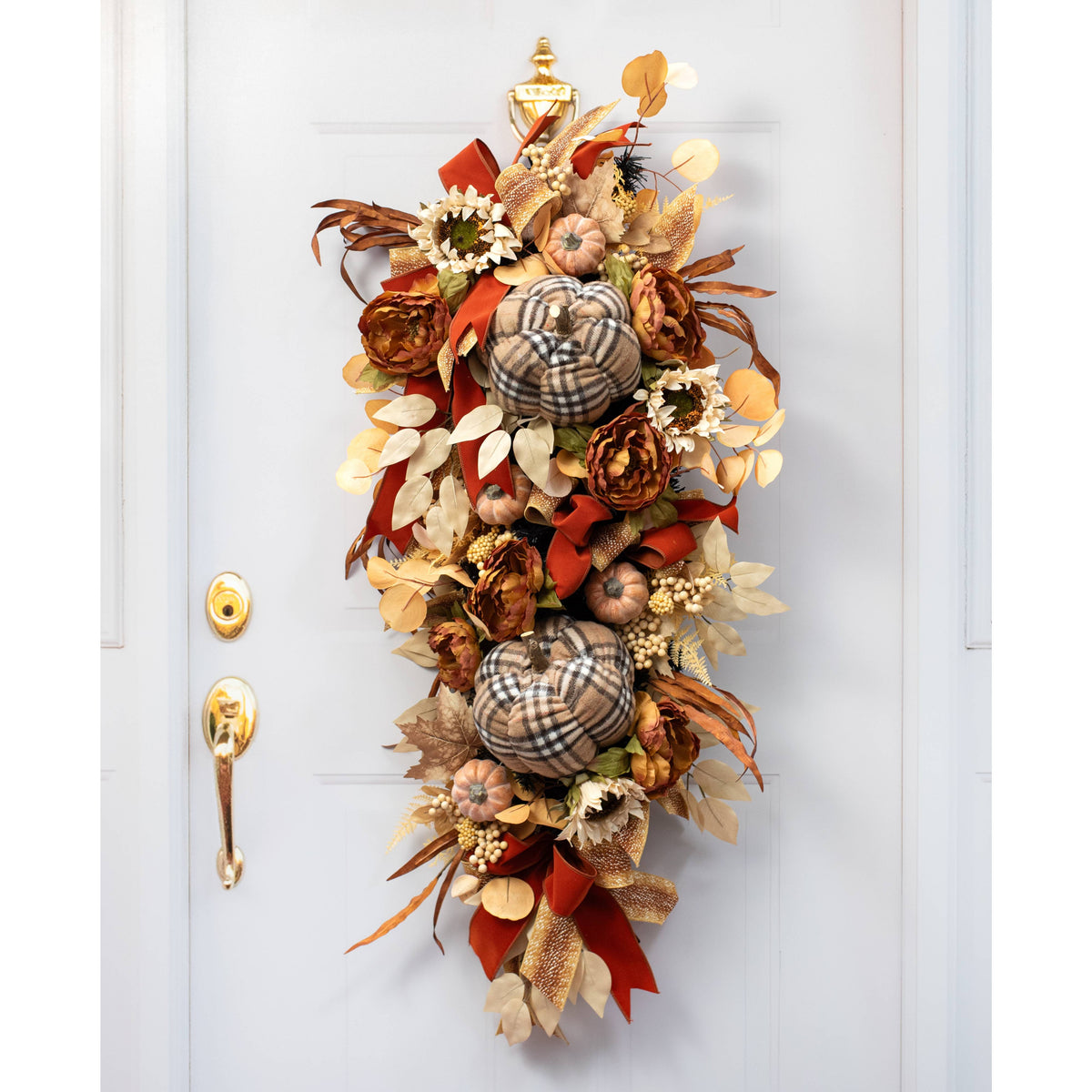 7" Plush Pumpkin: Luxury Plaid Lifestyle Photo