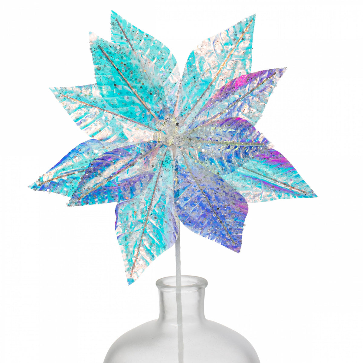 24" Poinsettia Stem: Iridescent Item Number: 86065IRDS