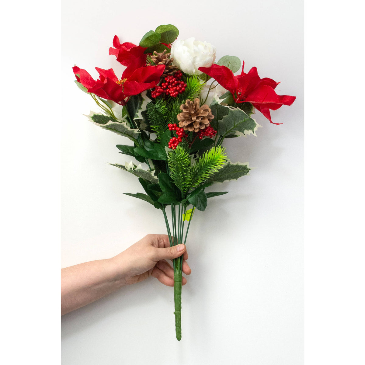 21" Poinsettias, Peonies & Pinecones Bush (9 Stem) detail photo 3