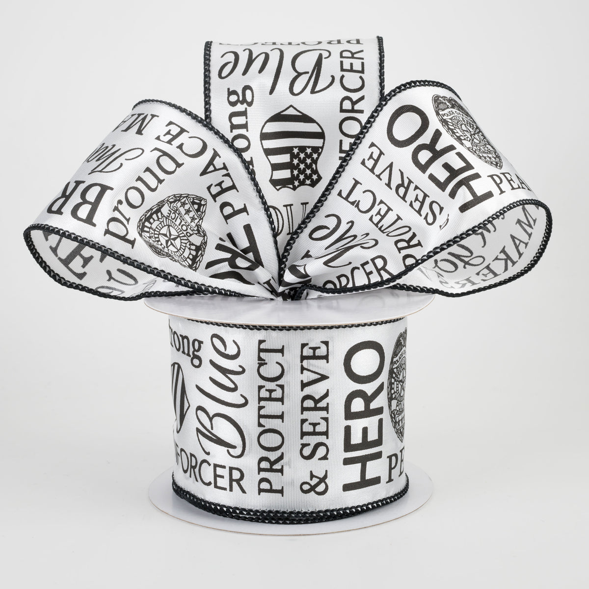 2.5" Police Support Ribbon: Black & White (10 Yards) Lifestyle Photo
