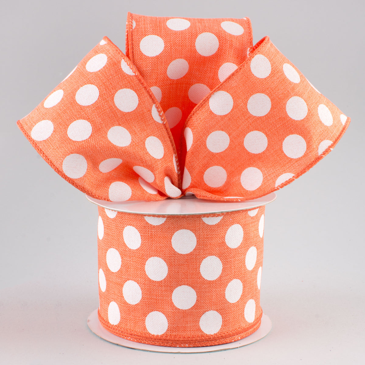 2.5" Polka Dots Ribbon: Dark Coral & White (10 Yards) Lifestyle Photo