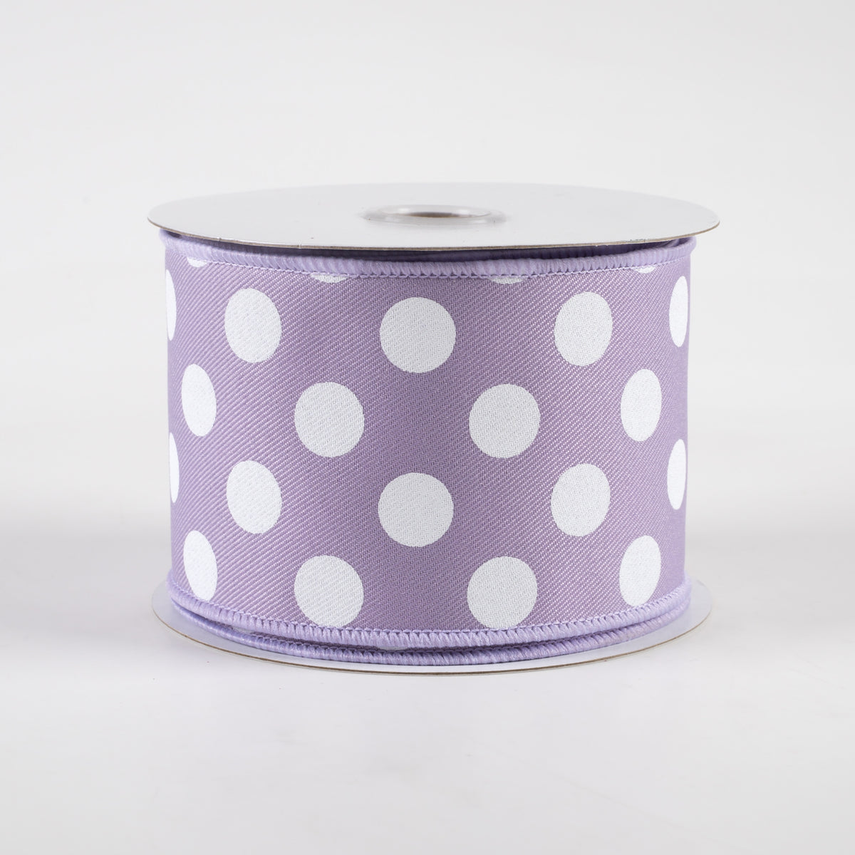 2.5" Polka Dots Ribbon: Lavender & White (10 Yards)