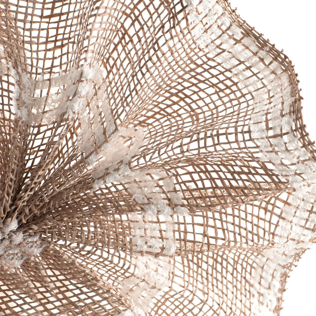 10" Poly Burlap Mesh: Natural Brown with Snowdrift Lifestyle Photo