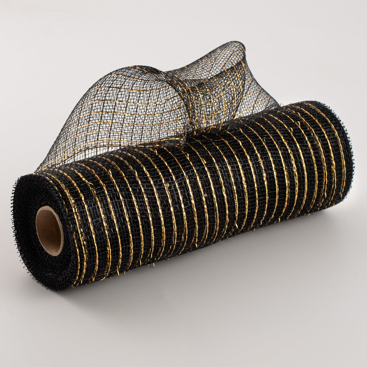 10" Poly Deco Mesh: Metallic Black/Gold Item Number: RE130175