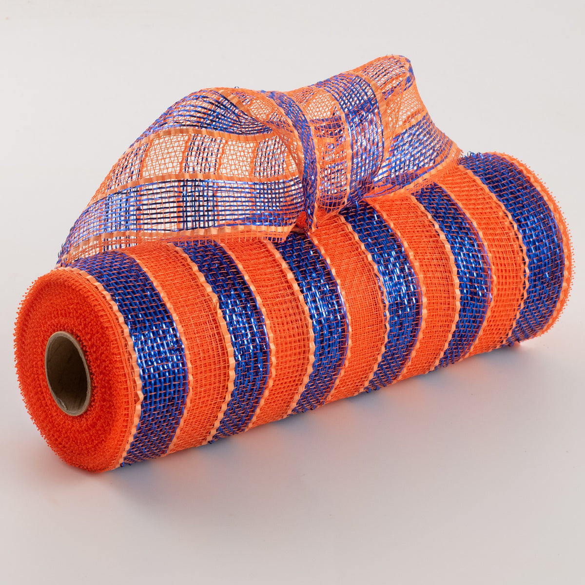 10" Poly Deco Mesh: Metallic Orange/Blue Stripe Item Number: RE1316K2