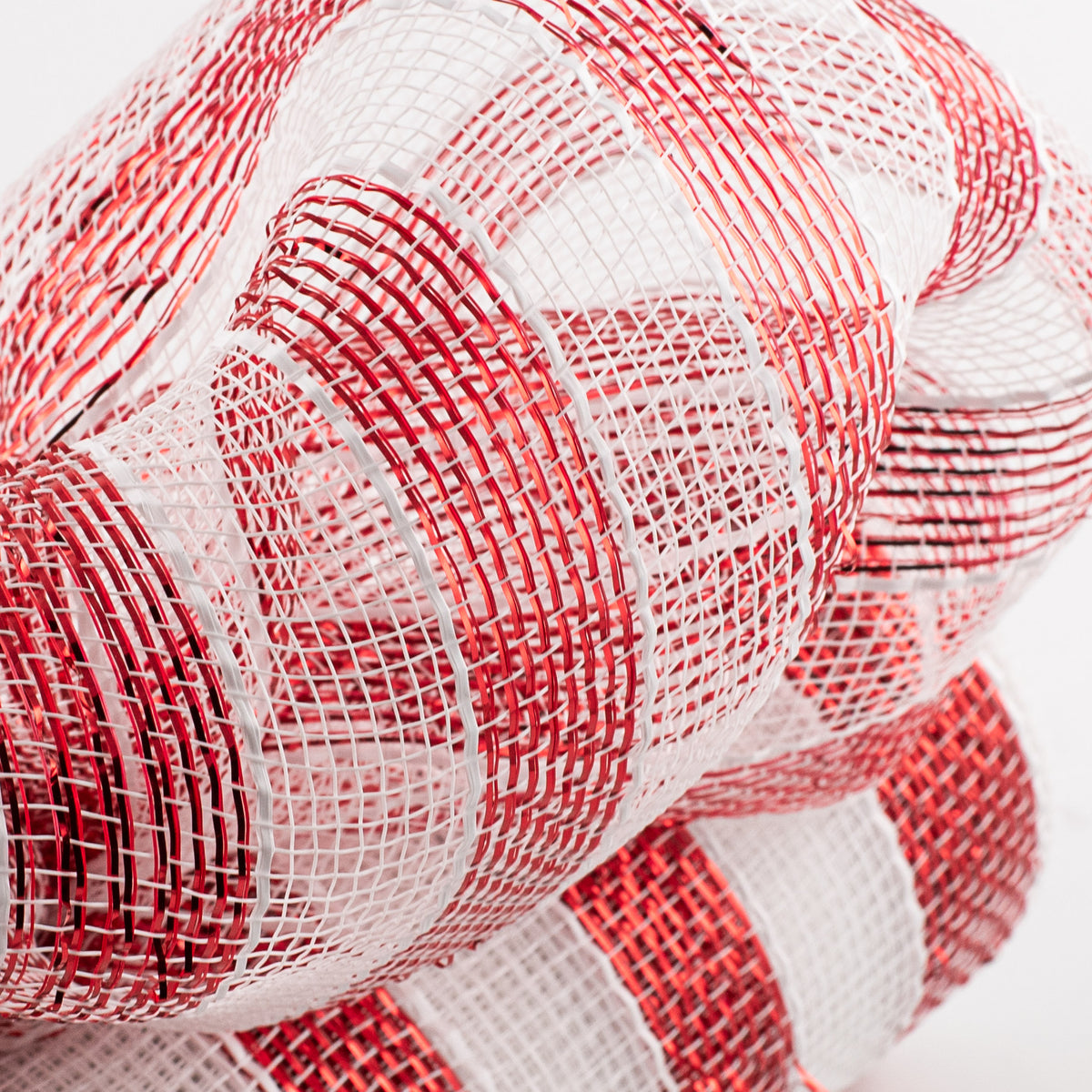 10" Poly Deco Mesh: Metallic Red/White Stripe Lifestyle Photo