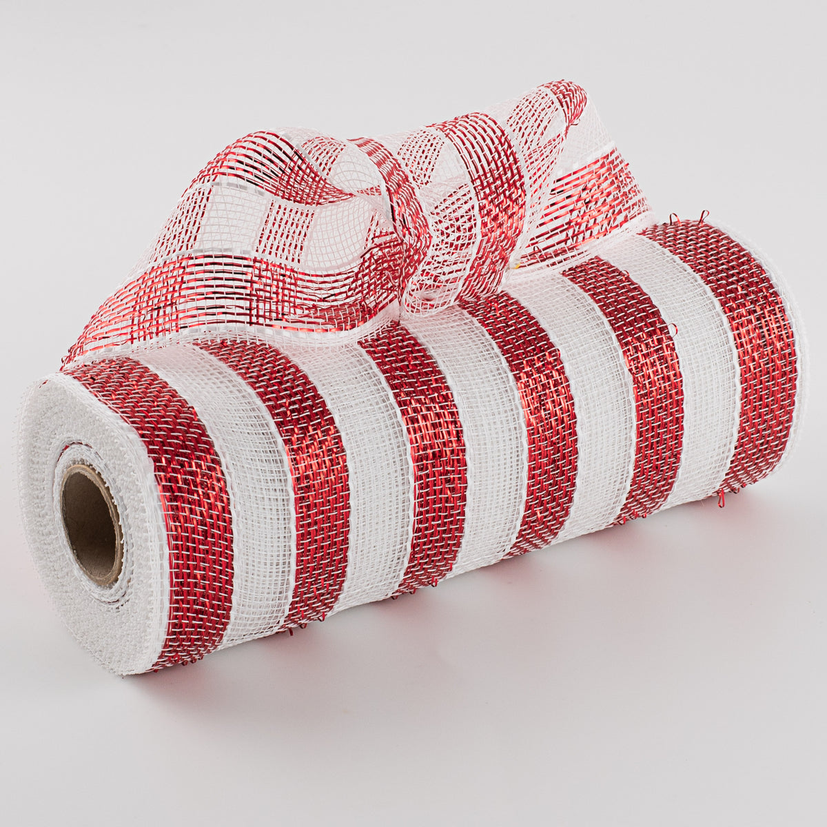10" Poly Deco Mesh: Metallic Red/White Stripe Item Number: RE1316C4