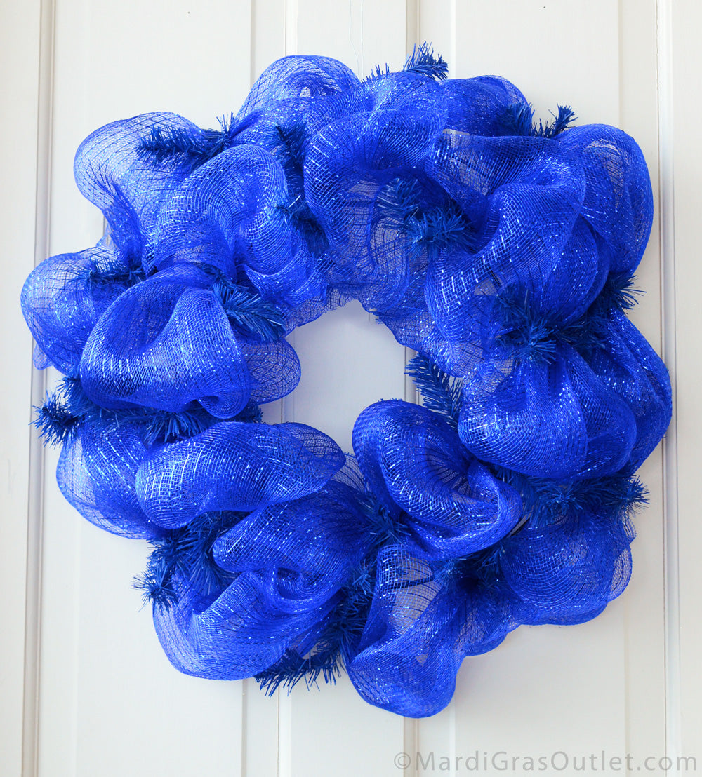 21" Poly Deco Mesh: Metallic Royal Blue detail photo 4