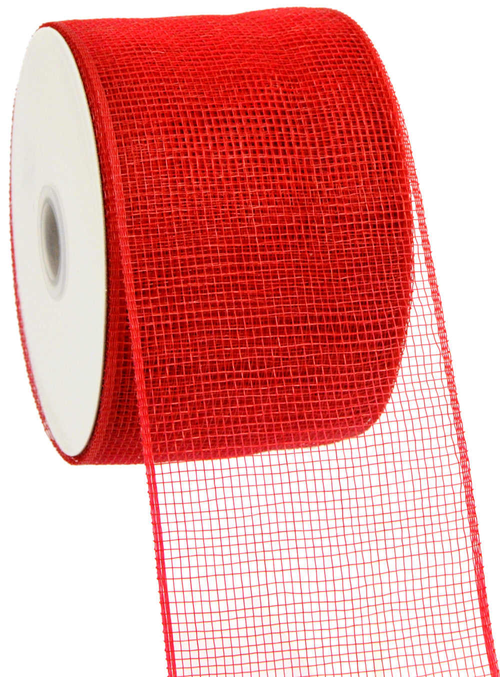 4" Poly Deco Mesh Ribbon: Red detail photo 3