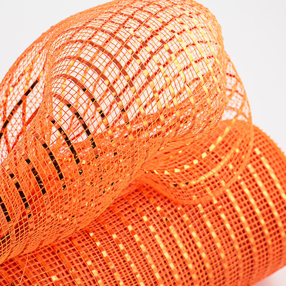 10" Poly Deco Mesh: Wide Foil Metallic Orange Lifestyle Photo