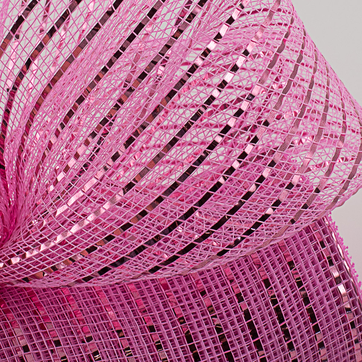 10" Poly Deco Mesh: Wide Foil Metallic Pink Lifestyle Photo