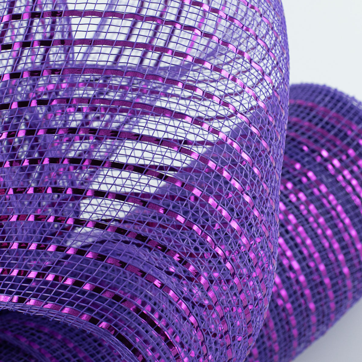 10" Poly Deco Mesh: Wide Foil Metallic Purple Lifestyle Photo
