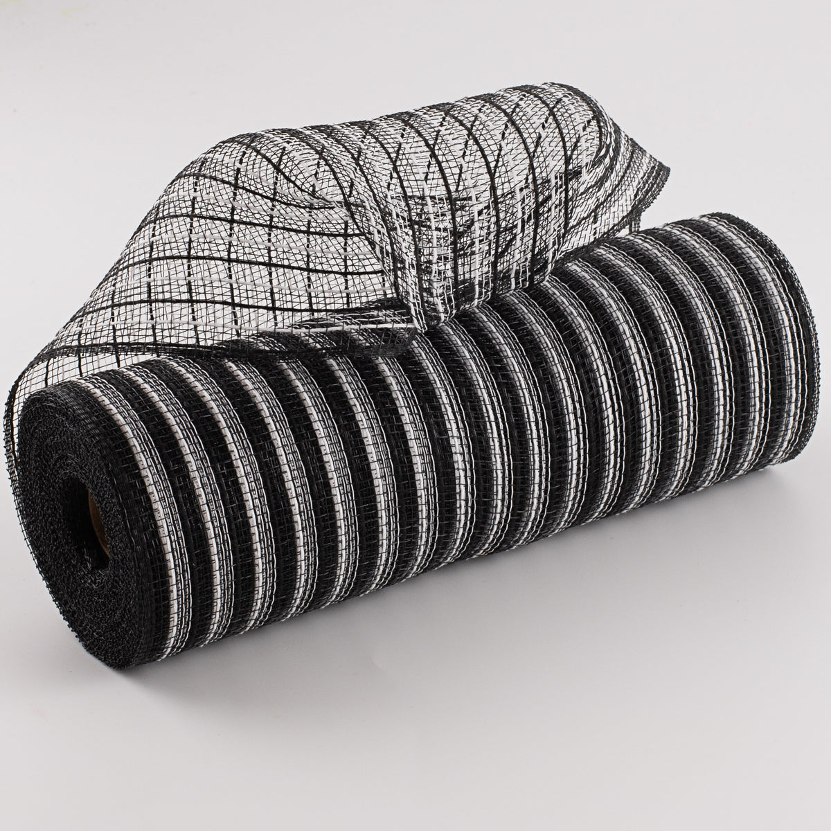 10" Poly Jute Deco Mesh: Black & White Stripe (10 Yards) Item Number: RY800262
