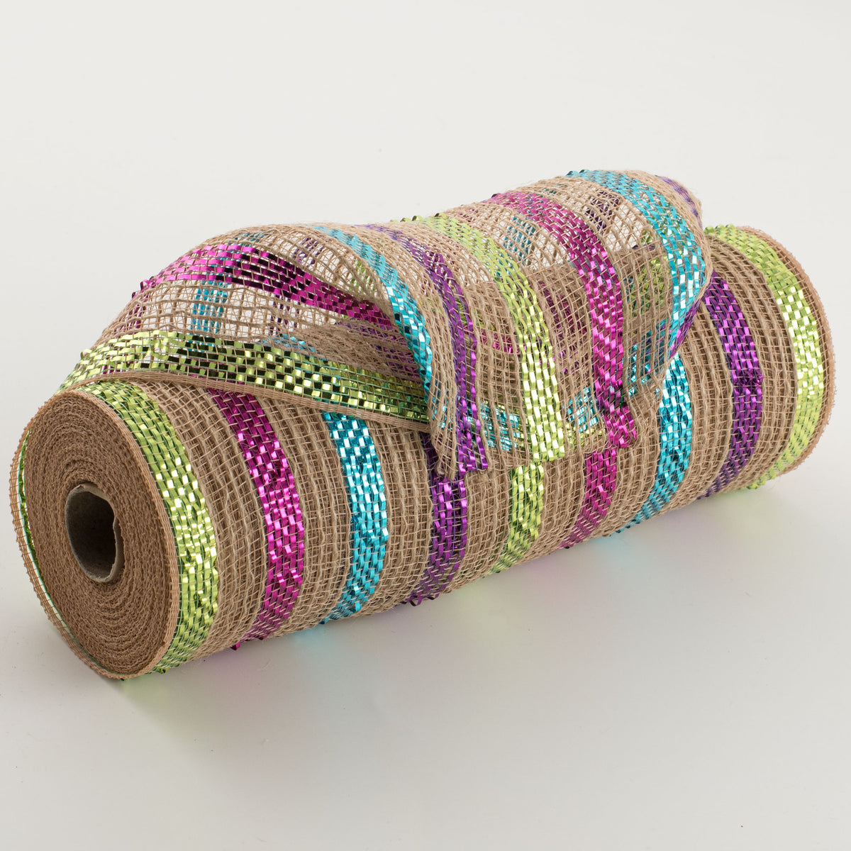 10" Poly Jute Deco Mesh: Metallic Easter Stripe Item Number: RY801417