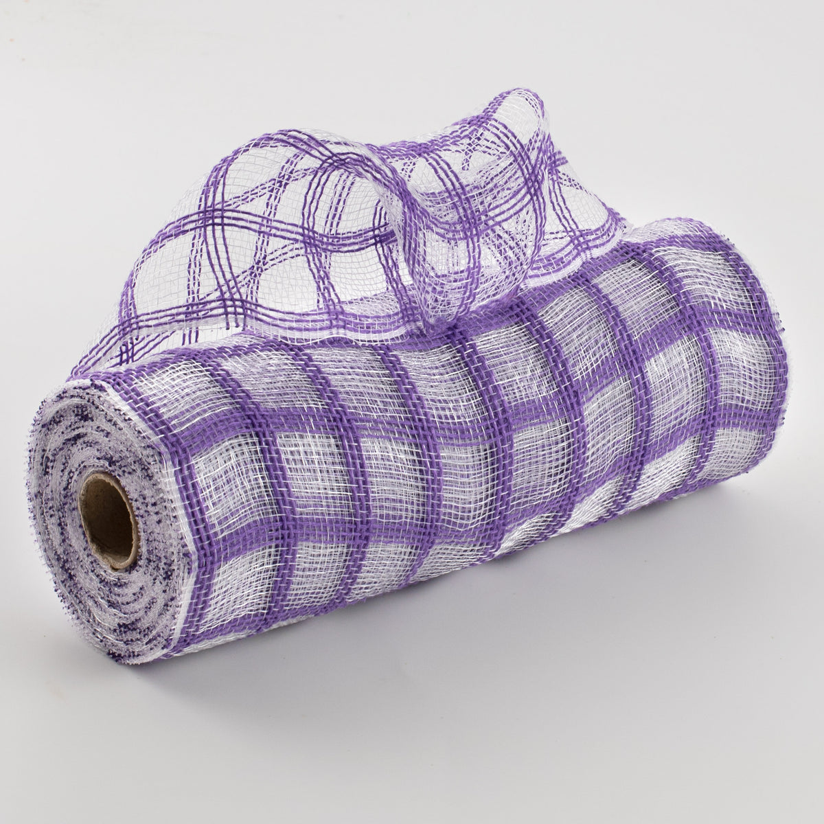10" Poly Jute Deco Mesh: Purple & Clear Check Item Number: RY830623