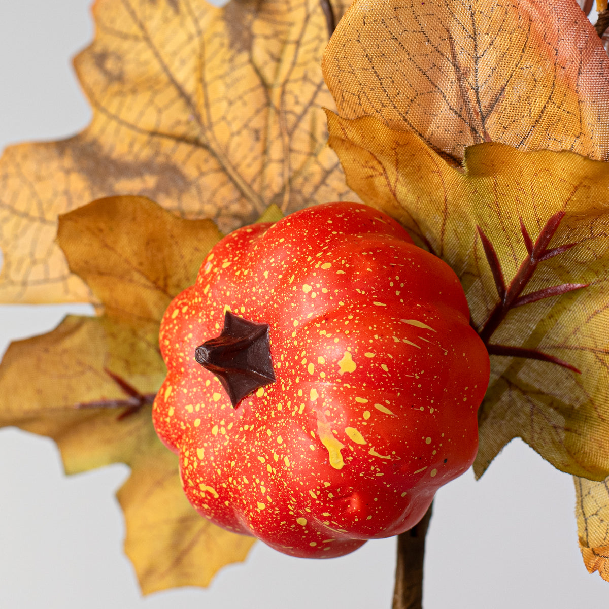 11" Pumpkin & Maple Leaves Pick Lifestyle Photo