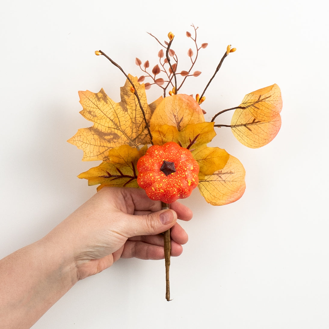 11" Pumpkin & Maple Leaves Pick detail photo 3