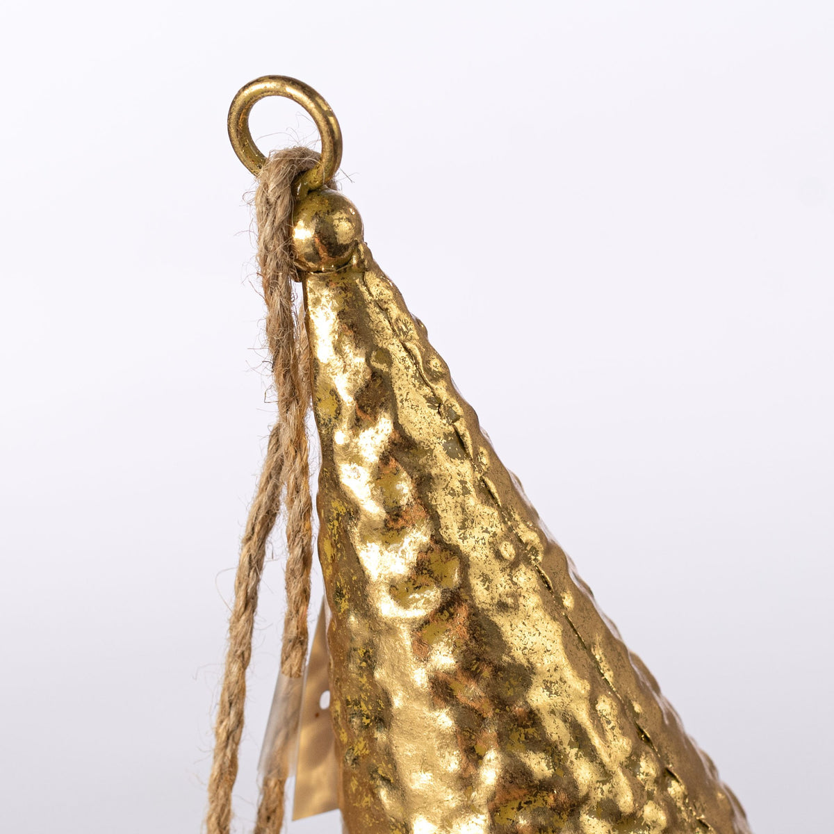 8" Punched Cone Bell Ornament: Shiny Gold detail photo 3