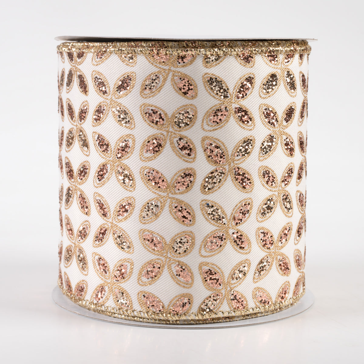 4" Quatrefoil Petals Ribbon: Ivory, Rose, Champagne, Gold (10 Yards)