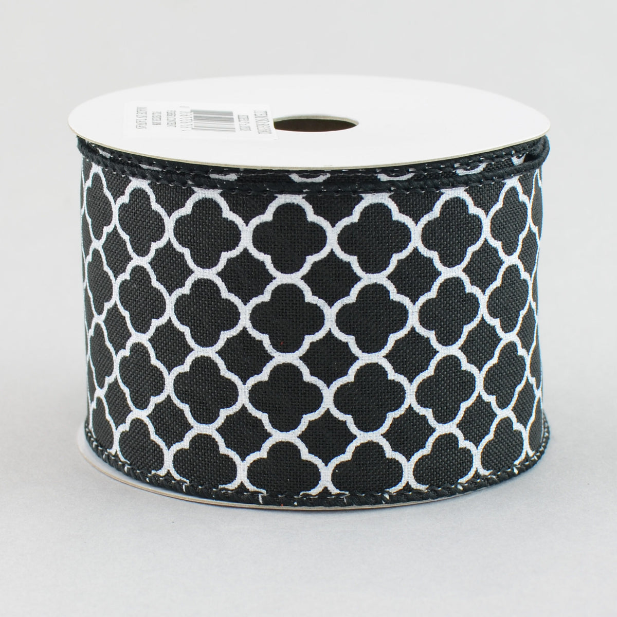 2.5" Quatrefoil Ribbon: Black & White (10 Yards)